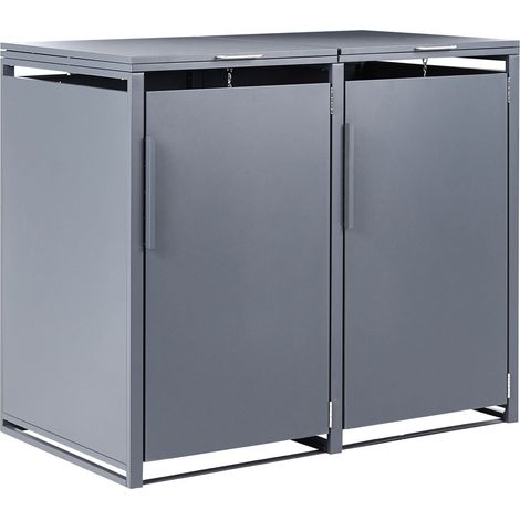 Mülltonnenbox 480 L PIACENZA Doppelt Metall Dunkelgrau