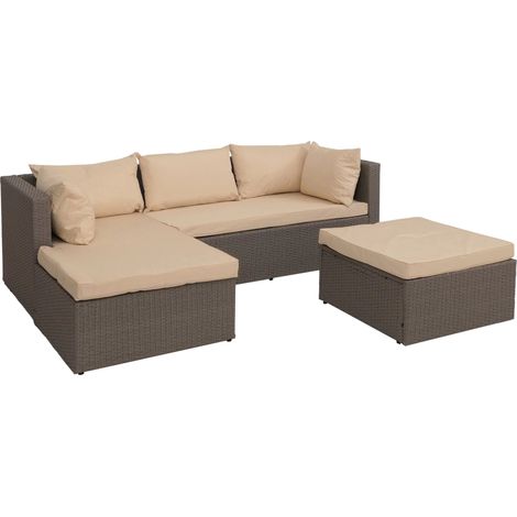 Set di mobili da giardino modulari in polyrattan grigio set lounge per balcone terrazzo o giardino cuscini beige 040009552