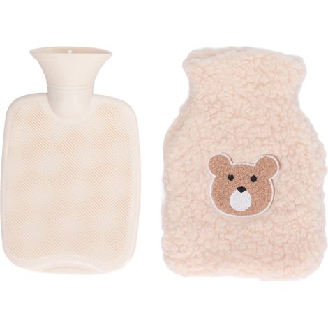 Bouillotte 1000ml en Forme d'Ours en Peluche avec Couverture Anti-Brûlure PVC Épais pour Maison et Bureau (1/5)