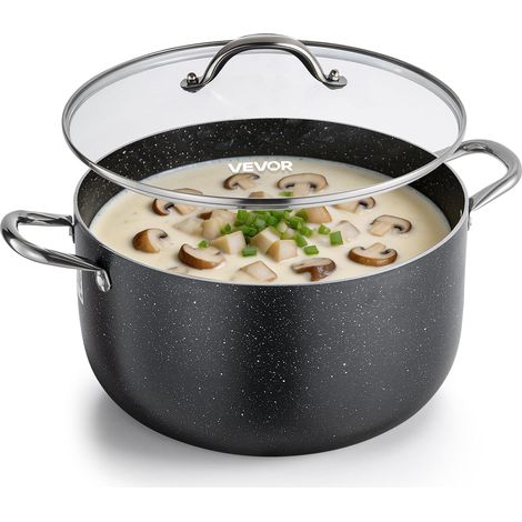 Marmite en Aluminium 11,4 L, Faitout avec Couvercle en Verre, Compatible avec Cuisinière à Gaz ou Électrique Plaque à Induction, Bouillons Pâtes Pot-au-Feu Traiteur Cuisine, sans PFOA ni PFAS (1/5)