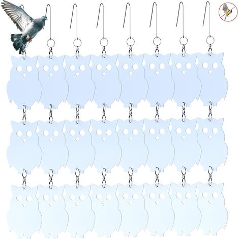 réfléchissant,Répulsif pour Oiseaux en Forme de Hibou,Répulsif Oiseaux Chouette,Anti-Oiseaux épouvantail,Effaroucheur Oiseaux réfléchissant,pour Ferme Jardin (Hibou)