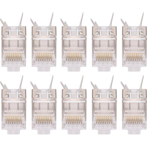 Connecteur RJ45 Blindé Cat7 - 8P8C - 30 Gbps - Pour Câbles Ethernet Réseau Serveur - 10 Pièces