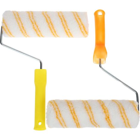 Gelbe Farbroller, 23 x 36 cm und 22,5 x 34 cm, zwei Ausführungen, langflorige Latex-Farbroller für perfekte Deckkraft.