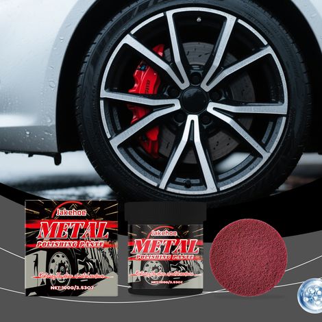 Polierpaste für Automobilmetalle: Entfernt Schmutz, beugt Oxidation vor und bringt die Oberfläche zum Glänzen geeignet für die tägliche Oberflächenpflege -- 100 g x 1 + 1 Schwammpolierpad. -- BIEMMEDU (1/5)