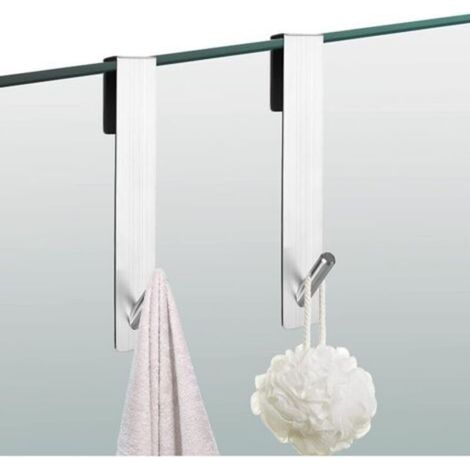 Ganci per doccia, un set di 2 ganci da parete per doccia, senza necessità di forare, con protezione in schiuma, ganci porta asciugamani in acciaio inox, portasciugamani e porta accappatoi. (1/5)