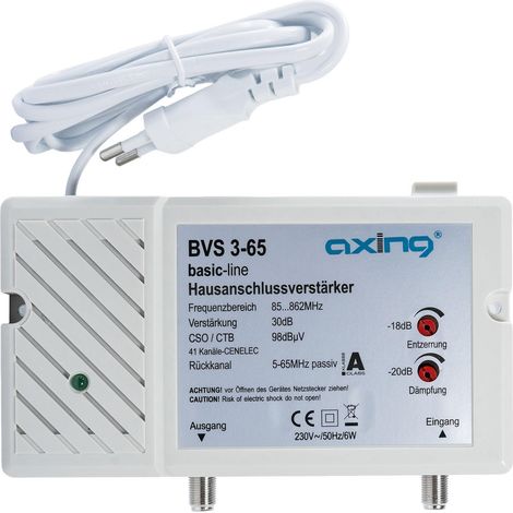 Amplificateur domestique 25 dB pour câble TV ou TNT 85-862 MHz canal retour passif 5-65 MHz (1/2)