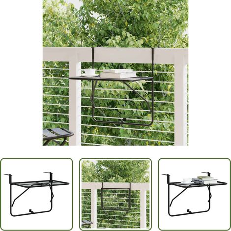 vidaXL Table pliante - Table de balcon Noir 60x40 cm Acier (1/5)
