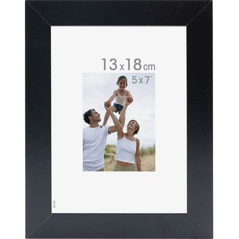 Cadre Photo Bois 13x18 cm - Couleur Bois Noir - Bois reconstitué - Cadre pour photo 13x18 cm - Baguettes larges et plates - Marque Française – Cadre Photo Optimo Noir 18x13 cm Verre minéral (1/5)