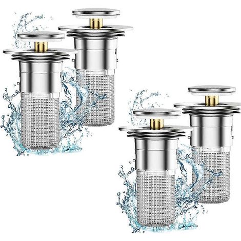 Set mit 4 Spülbeckenstöpseln für 2,8 bis 3,3 cm (1,1 bis 1,29 Zoll), Pop-up-Ablaufsieb mit herausnehmbarem Edelstahl-Filterkorb (1/5)