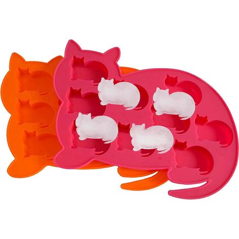 Lot de 2 moules à glaçons en silicone en forme de chat (1/4)