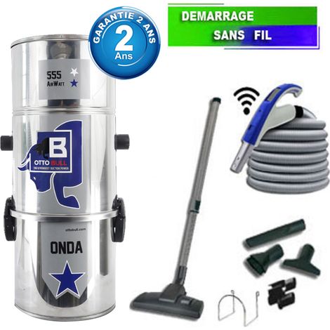 Aspirateur central type ALDES, OTTO BULL ONDA 150 INOX (jusqu’à 150 m²) + set accessoires - Garantie 2 ans (1/5)