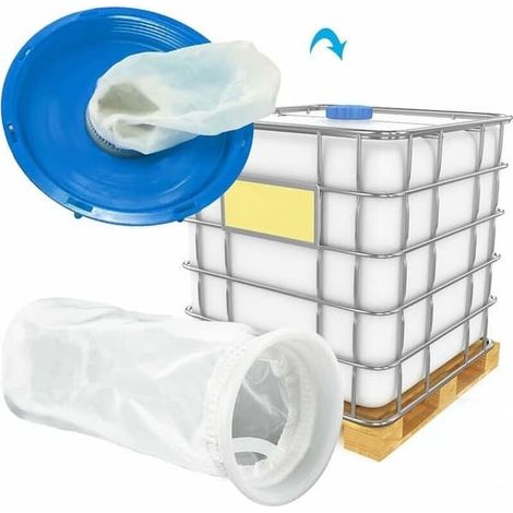 Filtre IBC en nylon (lot de 4), filtre à couvercle en nylon pour cuve IBC, filtre à eau de pluie, filtre à couvercle en nylon lavable, filtre de rechange pour cuve à eau de pluie IBC (lot (1/5)