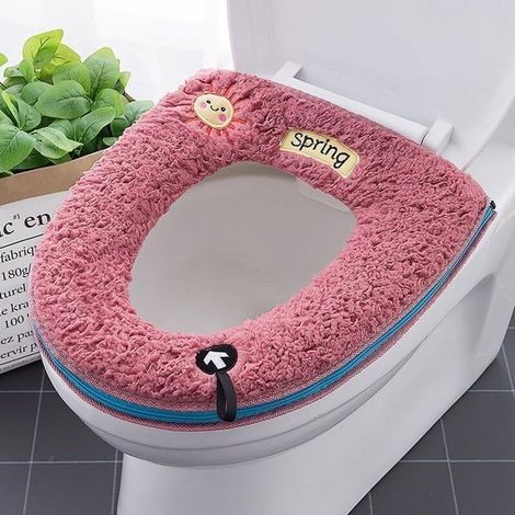 Lot de 2 coussins universels doux et chauds pour siège de toilette avec boucle de suspension (1/4)