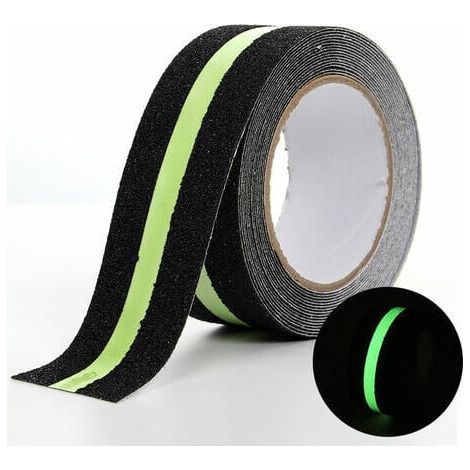 Ruban adhésif antidérapant avec Film Lumineux Brille dans Le Noir, Bande de sécurité pour escaliers échs sols glissants Intérieur et Extérieur, 5 m x 5 cm(1 pcs) (1/5)