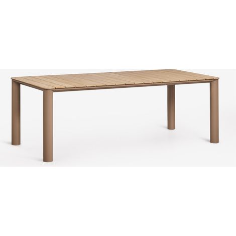 Mesa de jardín rectangular en aluminio y madera de teca Sirka SKLUM         220 x 100 cm (1/5)