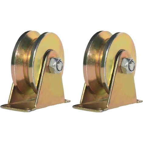 2 pcs V Groove Roue Coulissante Porte Rouleau W Support Robuste Roulettes De Porte De Grange Quincaillerie De Porte Coulissante En Acier pour Cadre De Porte Machines Industrielles Chariots 2 Pouces (1/4)