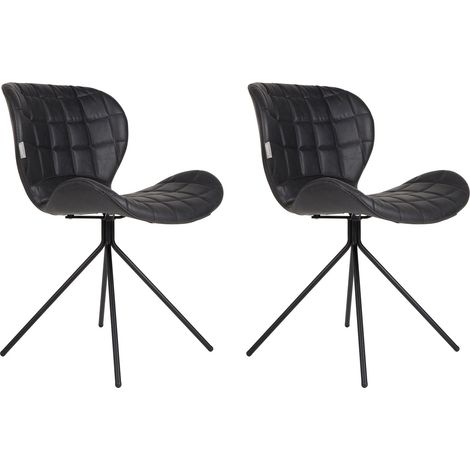 Lot de 2 chaises vintage en PU noir - OMG