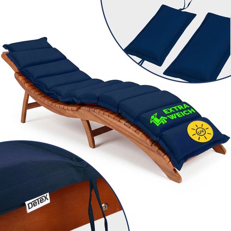 Detex Colchoneta para Tumbona 183x56x7cm Almohada Apoyacabeza Tumbonas Estándar Exterior Cojín Almohada Azul