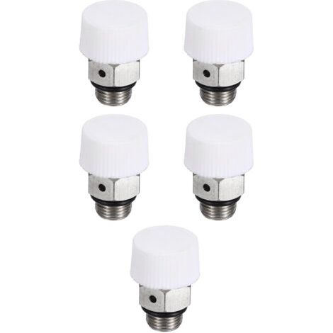 Purgeur D'air Manuel Pour Radiateur Filetage Mâle 1/8" BSP, 5 Pièces Purgeur En Laiton Nickelé Sans Clé Pour Radiateur, Blanc Argenté (1/5)