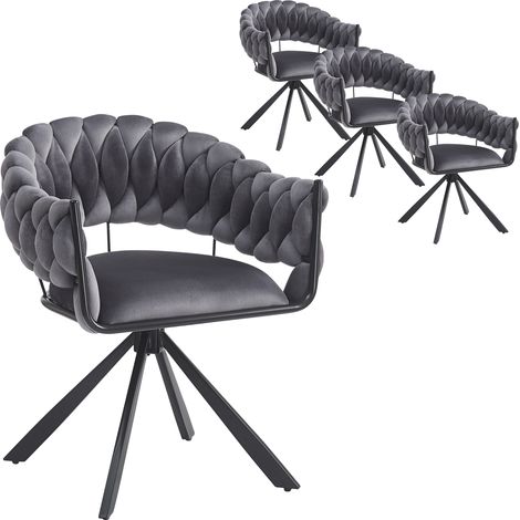 Lot de 4 chaises de salle à manger - Bois - Empilables - Sièges rembourrés - Pour invités, bureau, mariage, réception - Pratiques et nomades - gris (1/5)