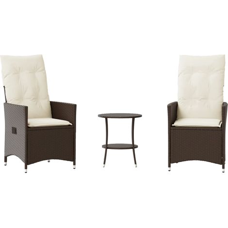 Maison Exclusive - Set Bistrò 3 pz con Cuscini Marrone in Polyrattan