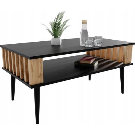 Table basse Lamella pour le salon, table basse noire/brune (1/5)