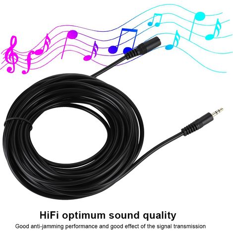 Câble d'extension stéréo 3.5mm 10 mètres pour casque audio, enceintes et smartphone (1/5)