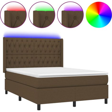 Maison Exclusive - Sommier à lattes de lit matelas et LED Marron foncé 140x190 cm (1/5)