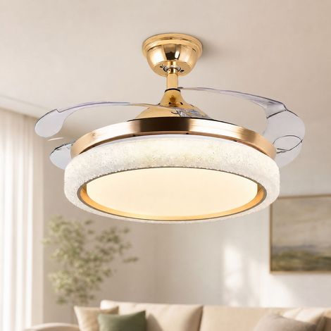 Ventilateur de plafond avec lumière LED, 42 pouces, moteur en cuivre silencieux, télécommande, variateur intensité et température, 72W (1/5)