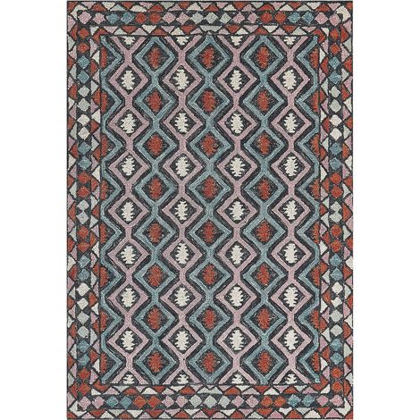 Tappeto moderno con motivo geometrico tribale 140 x 200 cm multicolore Haymana