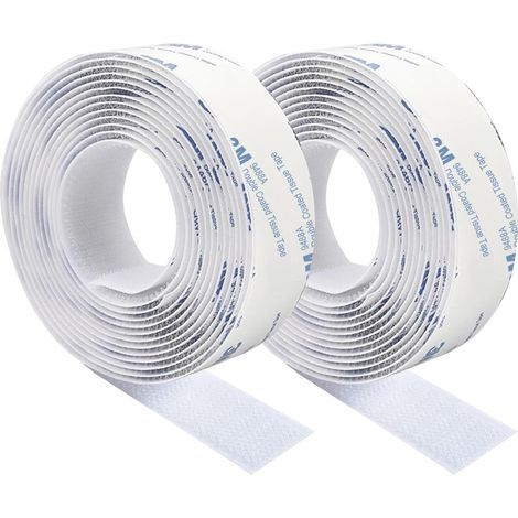 Lntyq Scratch Autocollant Double Face,Ruban Adhésif Double Face Puissant Blanc Nylon Sans Trace Bande Agrippantes Adhésives 3m×2cm Pour Tapis De Sol Coussins Et Vêtements (1/5)