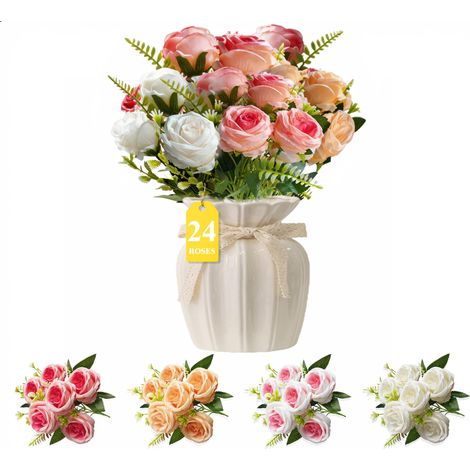 48 Fleurs Multicolore Roses Artificielles Décoration Mariage (1/5)