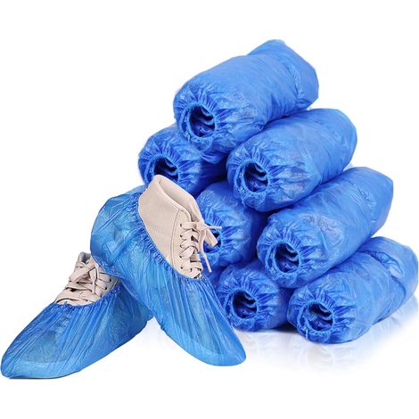 Couvre-chaussures jetables, couvre-chaussures et couvre-bottes jetables de qualité supérieure, boîte de 100 paquets (50 paires), couvre-chaussures et bottines durables et imperméables, taille unique. (1/4)