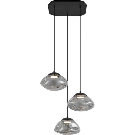 QAZQA Design-Hängelampe schwarz mit Rauchglas 3-flammig - Gus