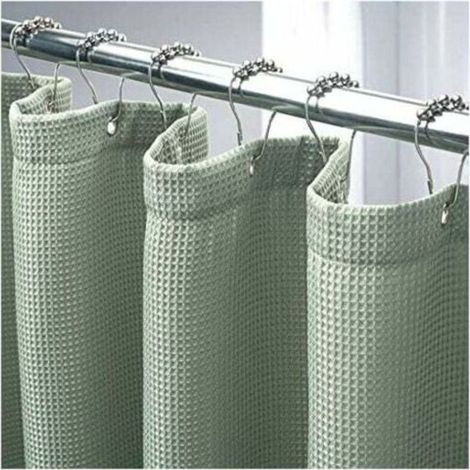 180 x 180 cm, rideau de douche vert sauge rideau de douche gaufré, rideau de douche en tissu hydrofuge, 12 œillets métalliques, polyester de qualité supérieure, résistant, vert sauge (1/4)