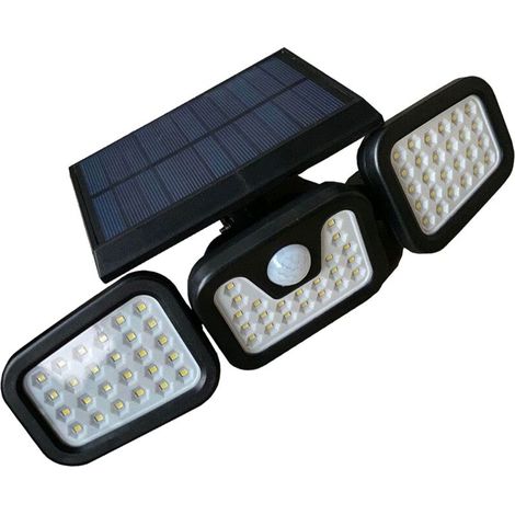 Applique murale solaire, éclairage rotatif sur trois côtés, lampadaire extérieur étanche pour la nuit, éclairage de cour à détecteur de mouvement, avec télécommande, capacité de 1600 mAh. (1/3)