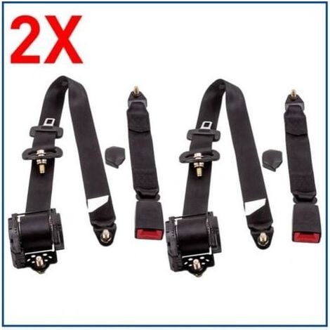 Ceinture de sécurité voiture 3 points rétractable universelle 2X, harnais siège auto (1/5)