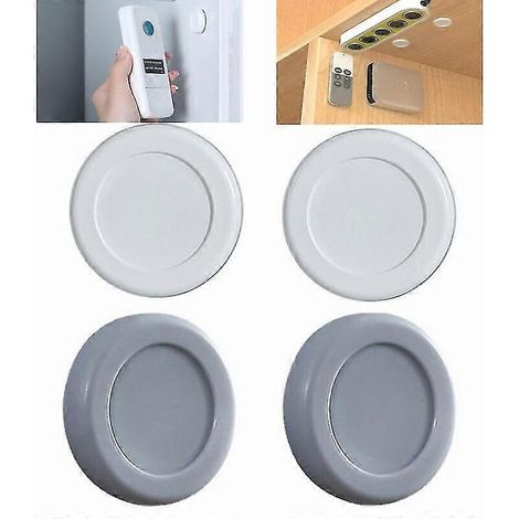 Support magnétique pour télécommande, étagère de rangement murale pour télécommande-2Pcs White and 2Pcs Grey (1/5)
