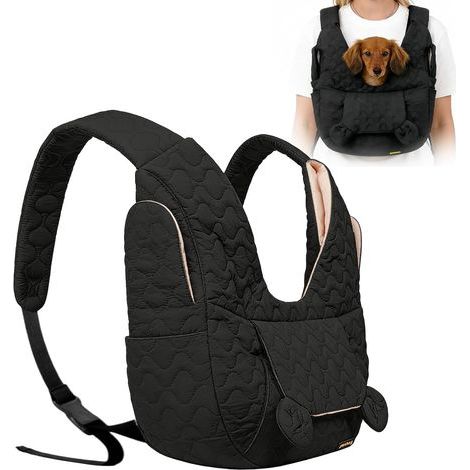 Sac de transport pour chien jusqu'à 10 kg, sac à dos pour petits chiens, sac à dos pour chien, sac mains libres, écharpe de transport pour chien avec sangle réglable, pour la marche, les activités (1/5)