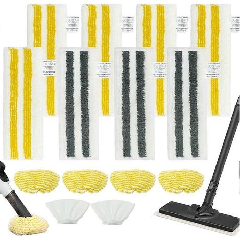 Ensemble de 14 housses de balai pour nettoyeur vapeur Karcher SC 2/3/4/5 EasyFix, chiffons de sol et housses de buse à main, chiffons en microfibre (1/5)
