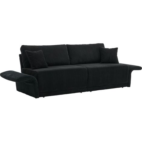Divano letto convertibile in velluto a coste nero HOMVRA, pieghevole 2 posti (1/5)