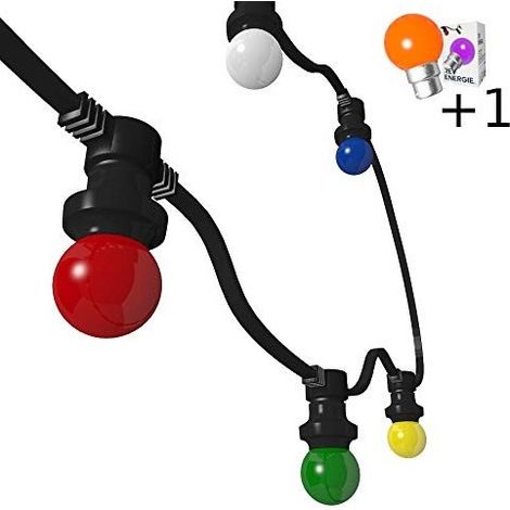 Guirlande guinguette LED multicolores - 10M 20 ampoules B22 IP44 raccordable (1/5)