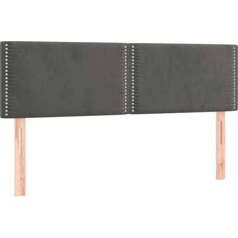 Testiera letto accessorio camera da letto mobili LED 144 x 5 x 78/88 cm tessuto in velluto grigio scuro TDL0201149