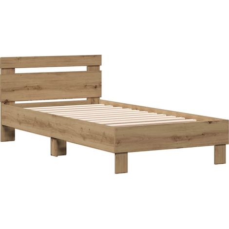 Lit simple,Lit adulte,Cadre de lit chêne artisanal 90 x 190 cm Bois d'ingénierie CFW6385299 (1/5)