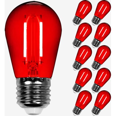 Lot de 10 Ampoules Filament Dimmable Led rouge conçues pour Guirlande Guinguette IP65 2W - Ampoule Led E27 Rouge - Ampoule 5cm pour Guirlande Guinguette Culot E27 Multicolores (1/4)
