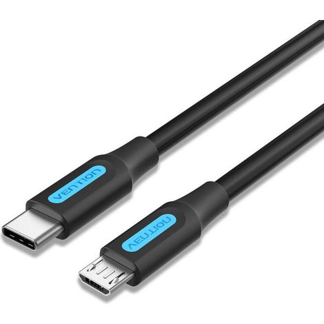 Cable USB 2.0 Tipo-C Vention COVBH/ USB Tipo-C Macho - MicroUSB Macho/ 2m/ Negro (1/3)