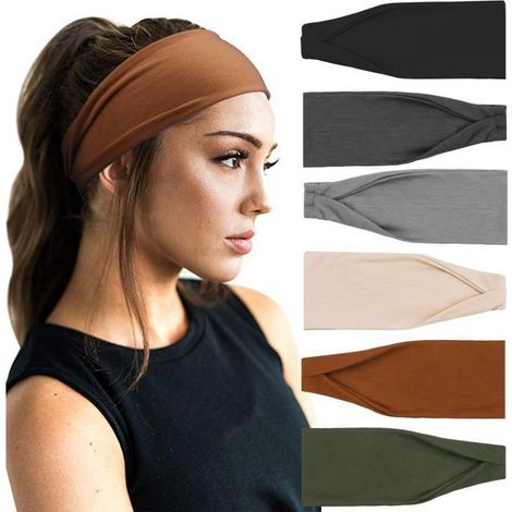 BelleRise - 6 Pièces Bandeau Cheveux pour Femme Yoga Courir Bandeaux Sport Entraînement Bandeaux Mignon Accessoire - M (1/5)