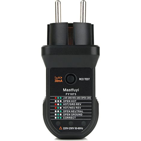Outlet Tester, Advanced RCD Electrical Outlet Tester, Automatic Direct Neutral Ground Wire Polarity Detector, Electrical Leakage Tester (1/5)