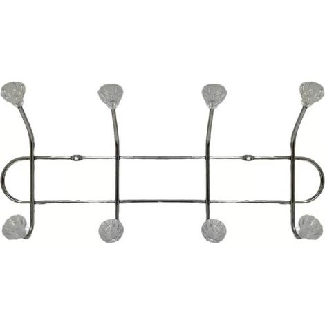 TrAdE Shop Traesio - Appendiabiti A Parete Muro Appendini 8 Ganci 4+4 In Metallo Con Fiori Cristallo -