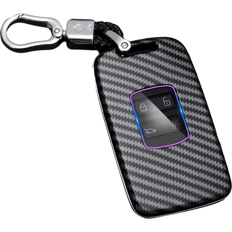Coque de Clé de Voiture avec Boucle, Protège-clés de Voiture en Fibre de Carbone ABS, Clef de Voiture Coque de Protection (Noir) (1/5)
